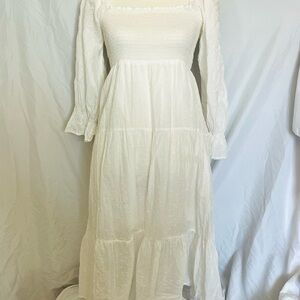 Chic Long Sleeve White Dress